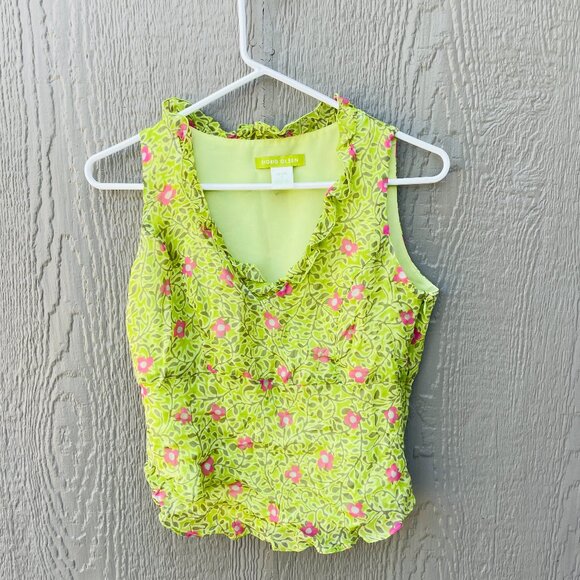 Sigrid Olsen Petite 2 Sleeveless Top Floral Rayon Lined Blouse Y2K‎ Boho Fairy - Picture 1 of 6
